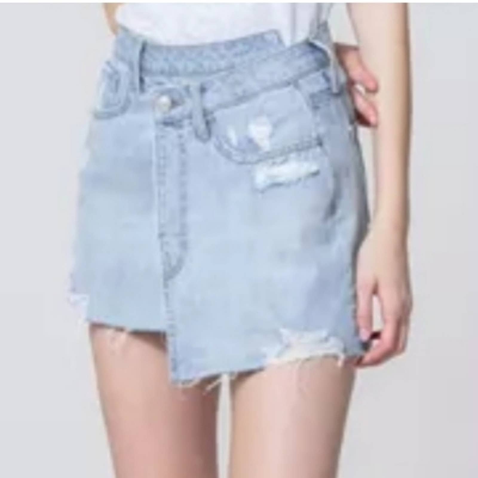 Vervet High Waist Asymmetrical Denim Skirt Large