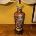 Vintage MCM Asian Satsuma Lamp Japanese Samurai Lamp Asian Pagoda Silk Shade