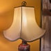 Vintage MCM Asian Satsuma Lamp Japanese Samurai Lamp Asian Pagoda Silk Shade