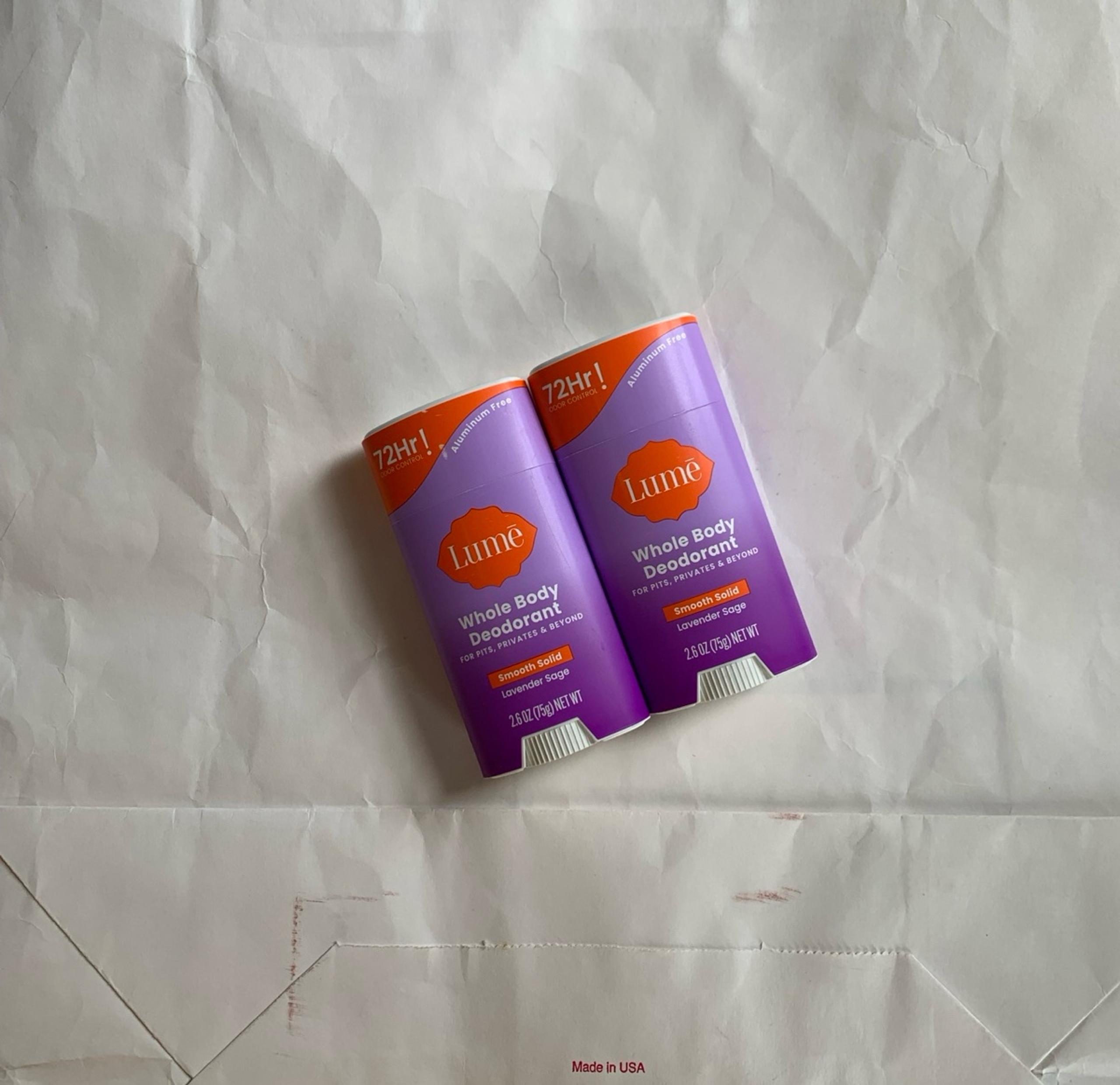 NWT Lume Whole Body Deodorant Lavender Sage Smooth Solid x2
