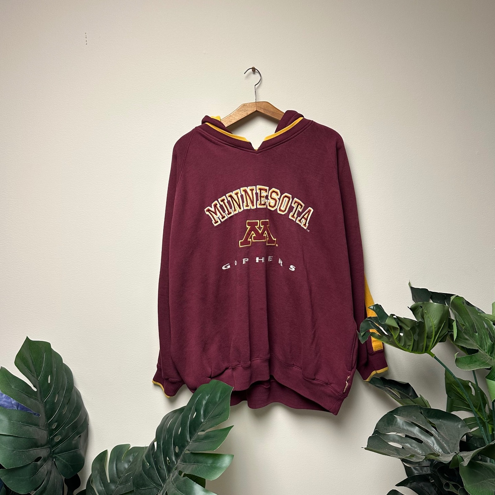Vintage 90s Minnesota University Embroidered Lee Sport Spell Out College Hoodie