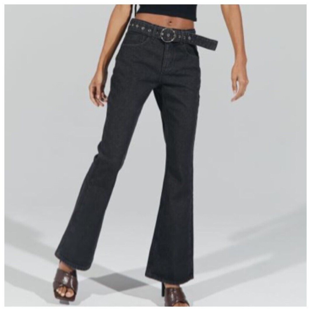 Urban Outfitters Milk It Belted Flare Jean High Rise Black Women’s Size 24 New