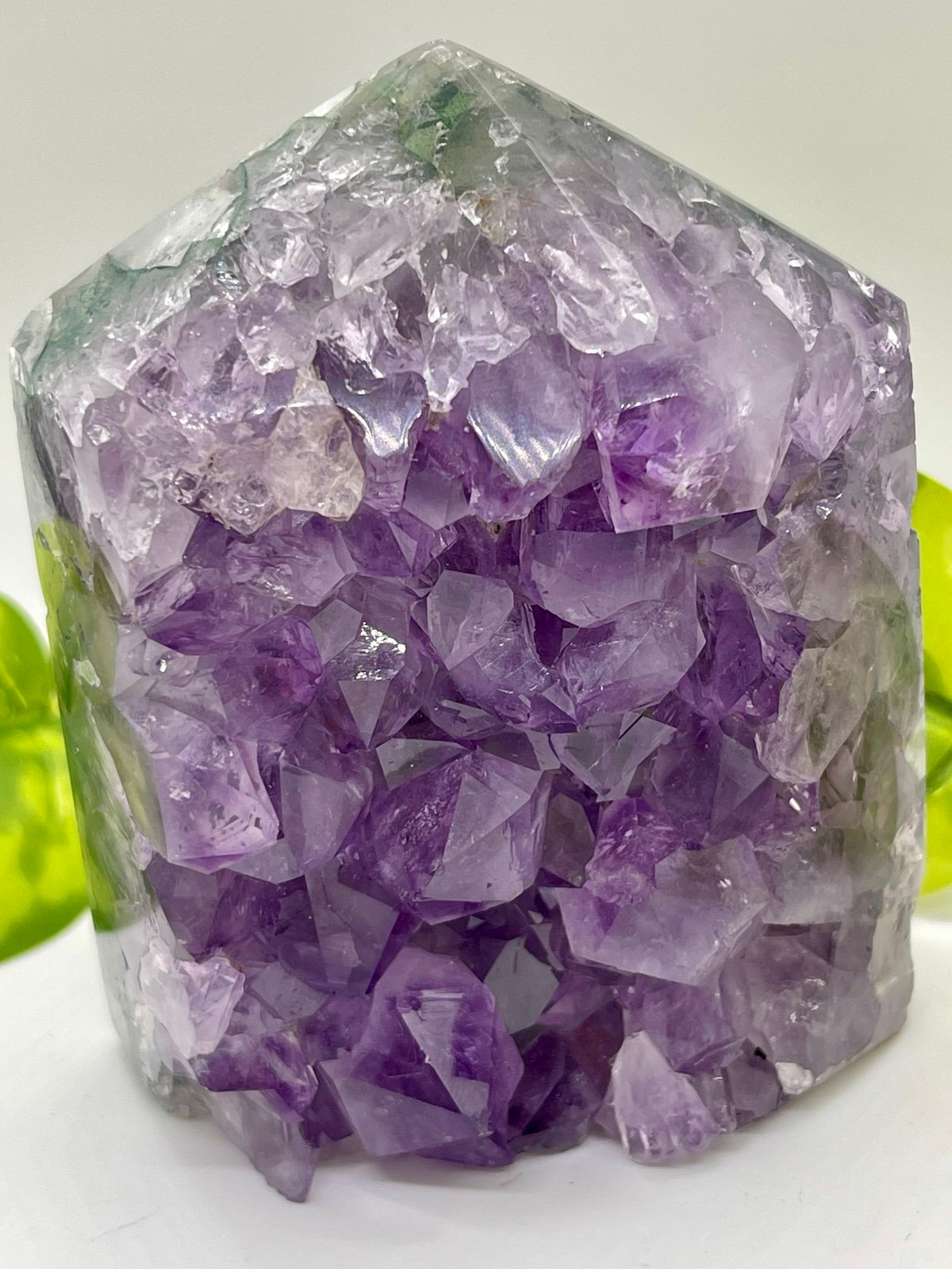 Rare Amethyst with Prasiolite & Moss agate Cluster Tower from Brazil