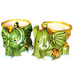 2 Majolica Style Lucky Bamboo Big Ear Trunk Up Elephant Basket Planters