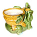2 Majolica Style Lucky Bamboo Big Ear Trunk Up Elephant Basket Planters