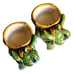 2 Majolica Style Lucky Bamboo Big Ear Trunk Up Elephant Basket Planters
