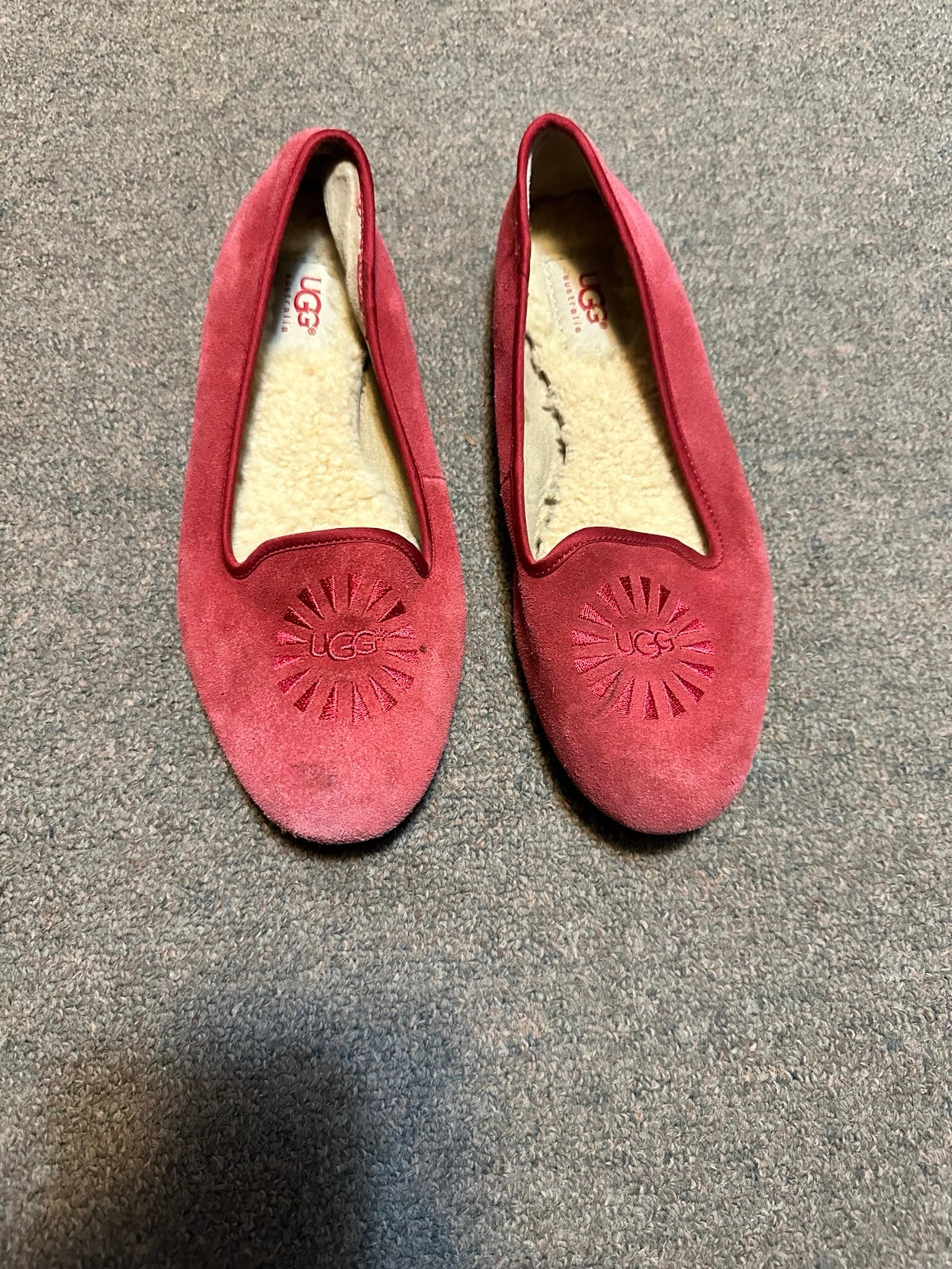Ugg Australia Alloway Berry Shearling Fur Lined Flats Women's Size 7