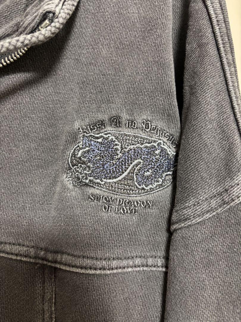 Short 陰陽 Vintage Zipup Hoodie (Gray) - ZUTOMAYO MART