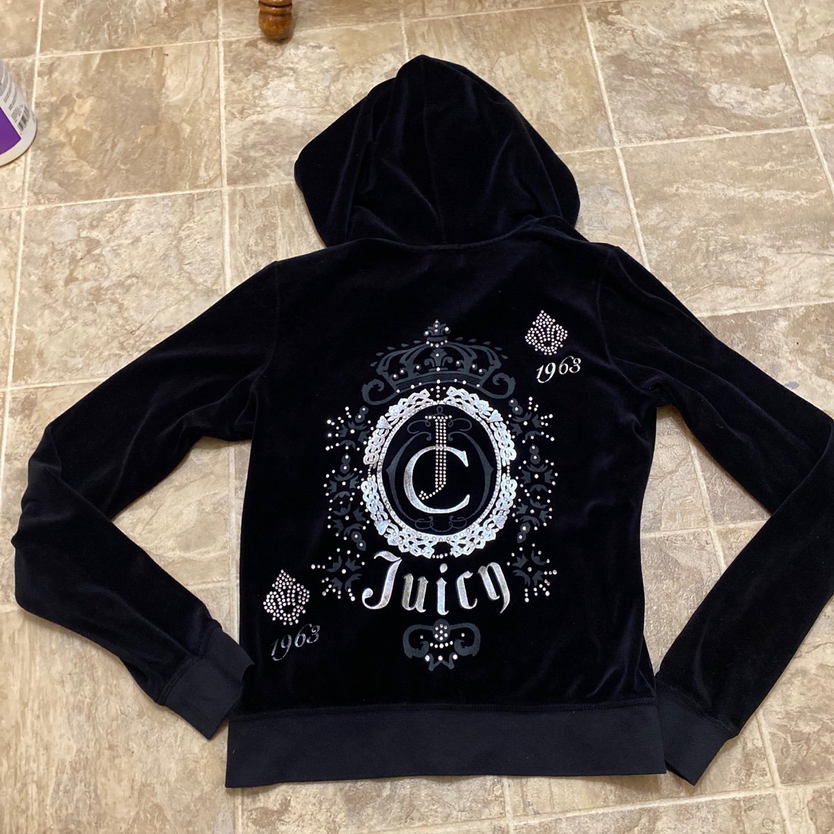 Vintage Y2K Juicy Couture Black Velour Bling Jacket HTF sz L