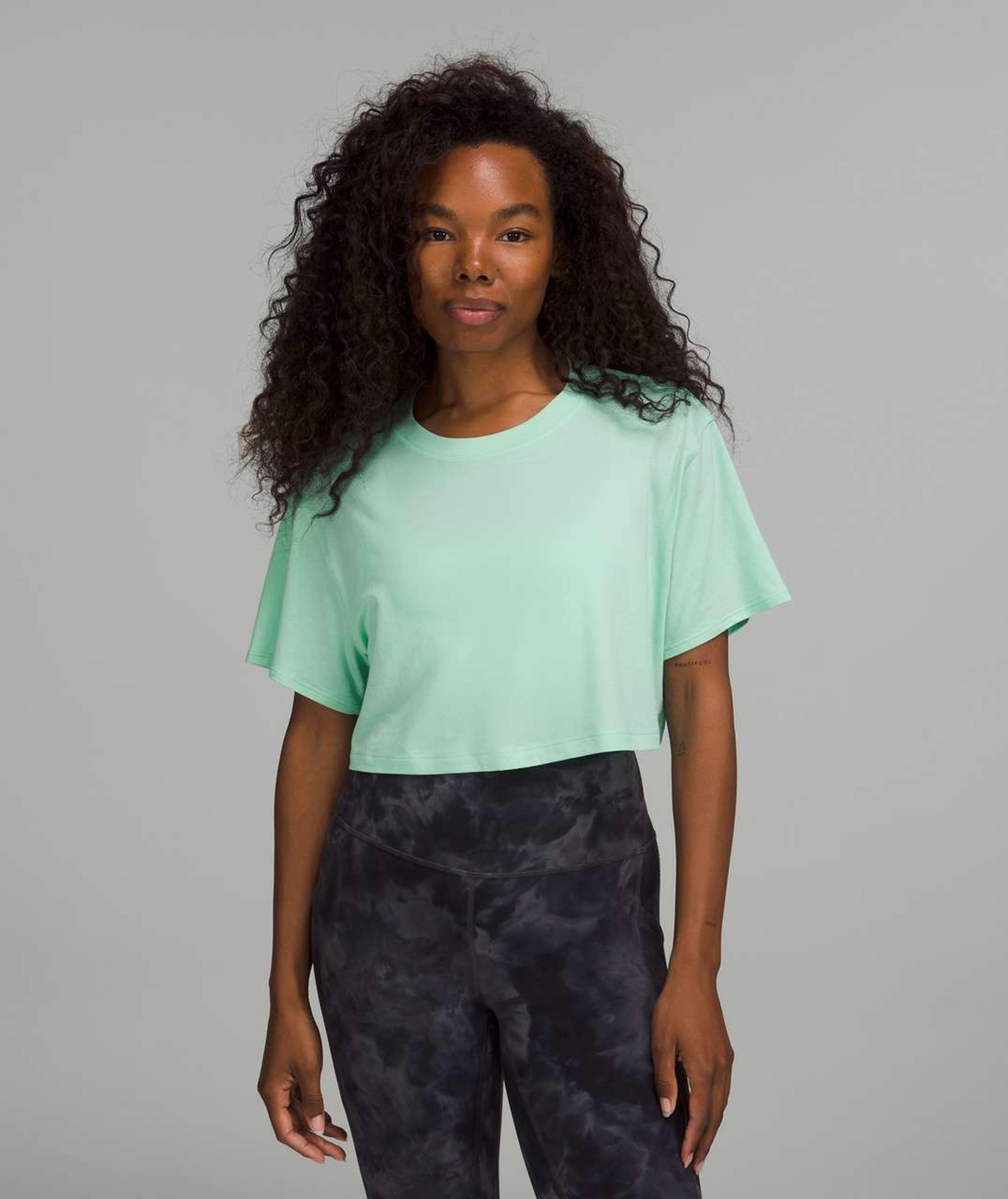 Lululemon Athletica 'All Yours' Wild Mint Green Cropped T-Shirt Size 14