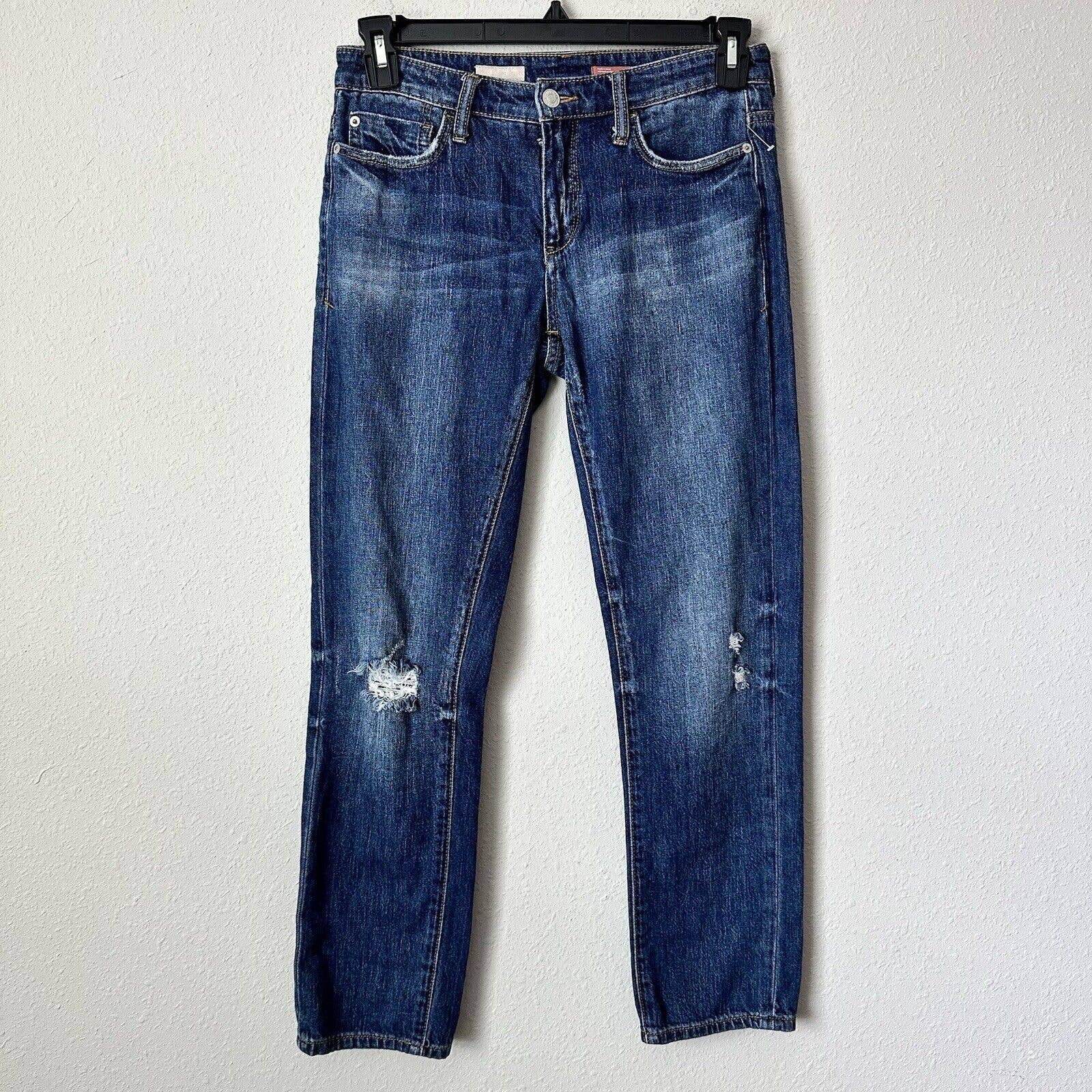Anthropologie Pilcro Letterpress Slim Boyfriend Crop Distressed Jeans Sz 26