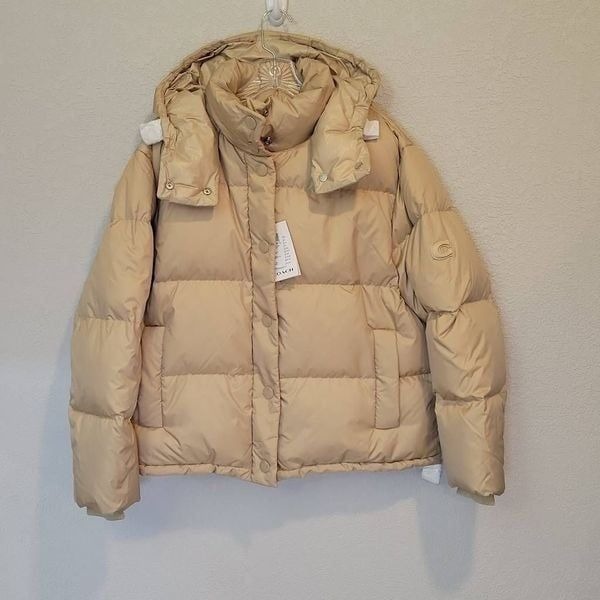 Coach Down Puffer Jacket Coat Hooded Women Size L