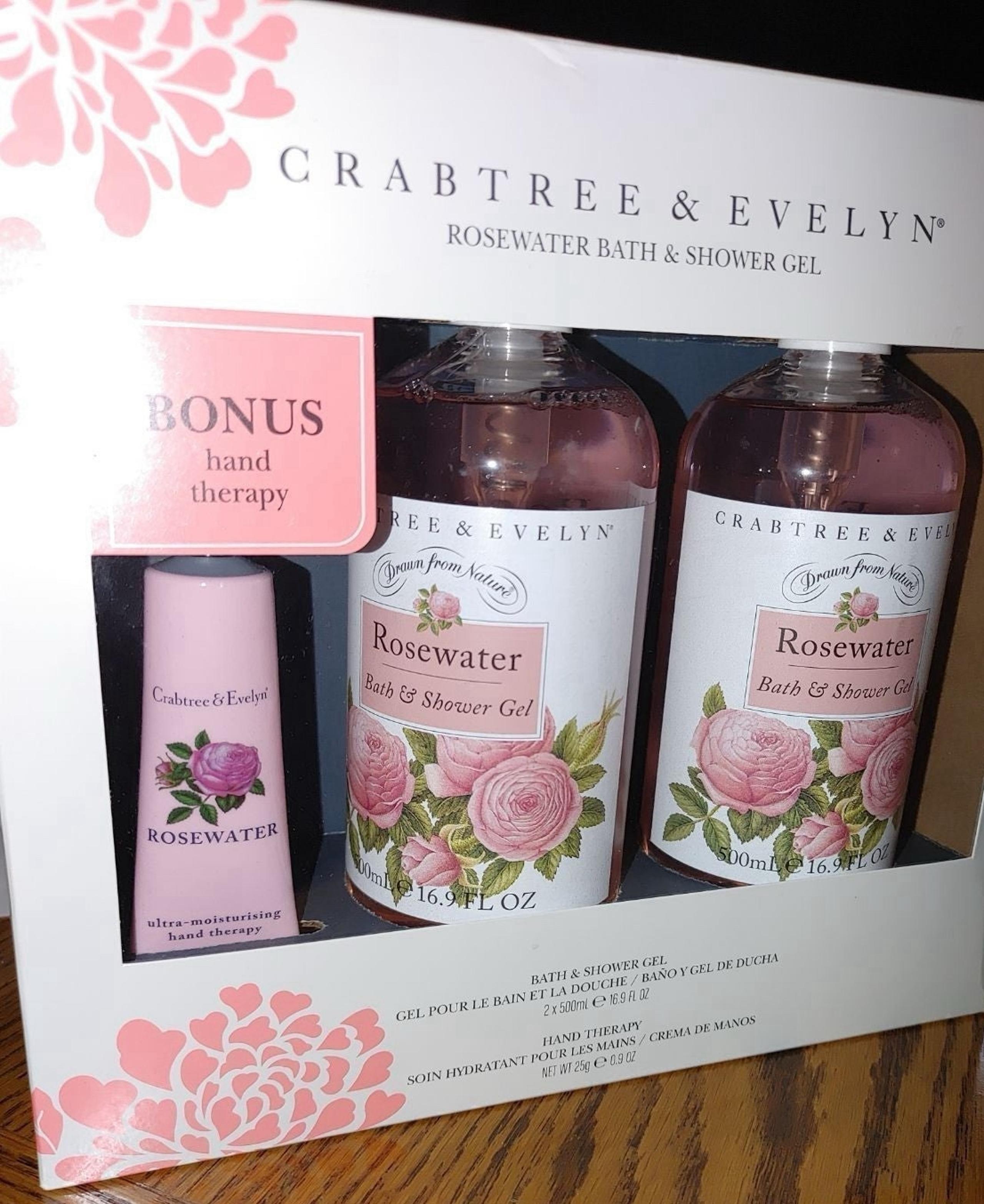 CRABTREE EVELYN ROSEWATER BATH & SHOWER GEL + HAND THERAPY LOTION SET