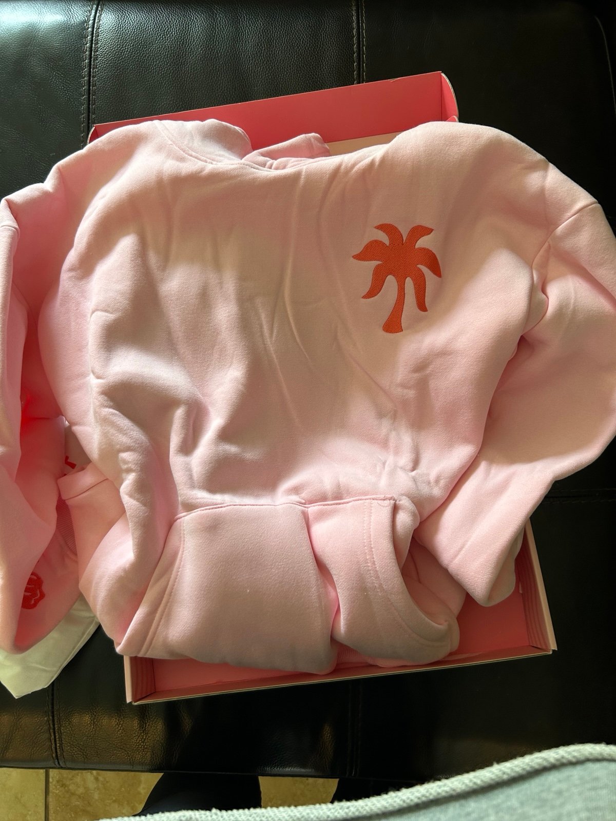 Brand new authentic Pink Palm Puff Everything Comes in Waves hoodie Large