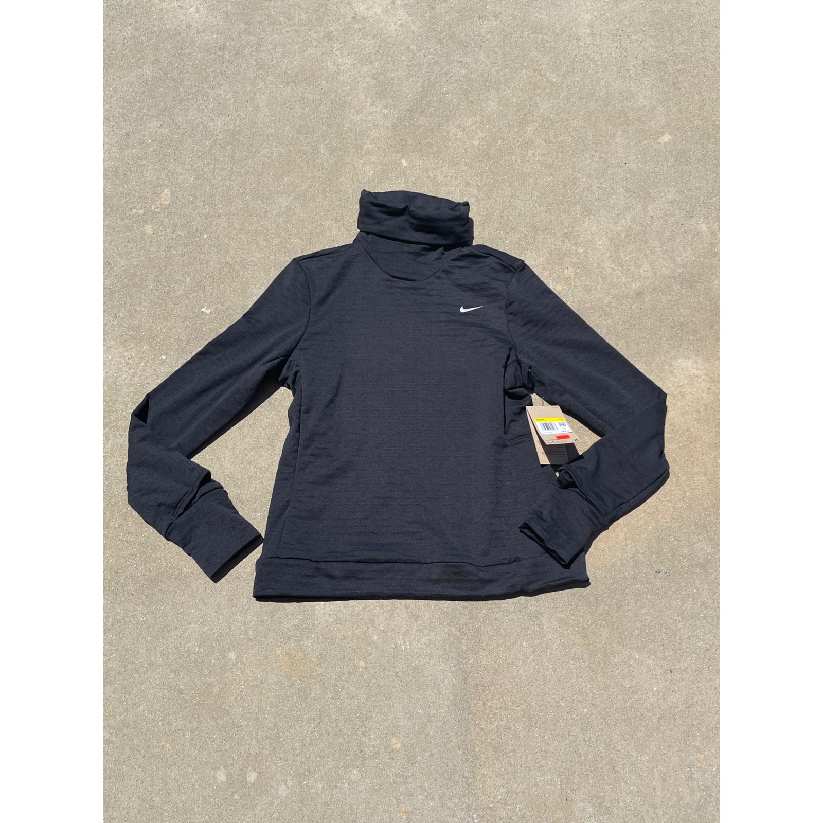 Nike Therma-FIT Turtleneck Pullover Thumb Hole Running Top Black Women's
