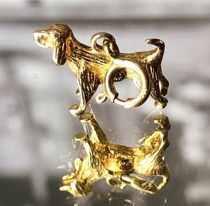 14K Gold Standing Dog Charm