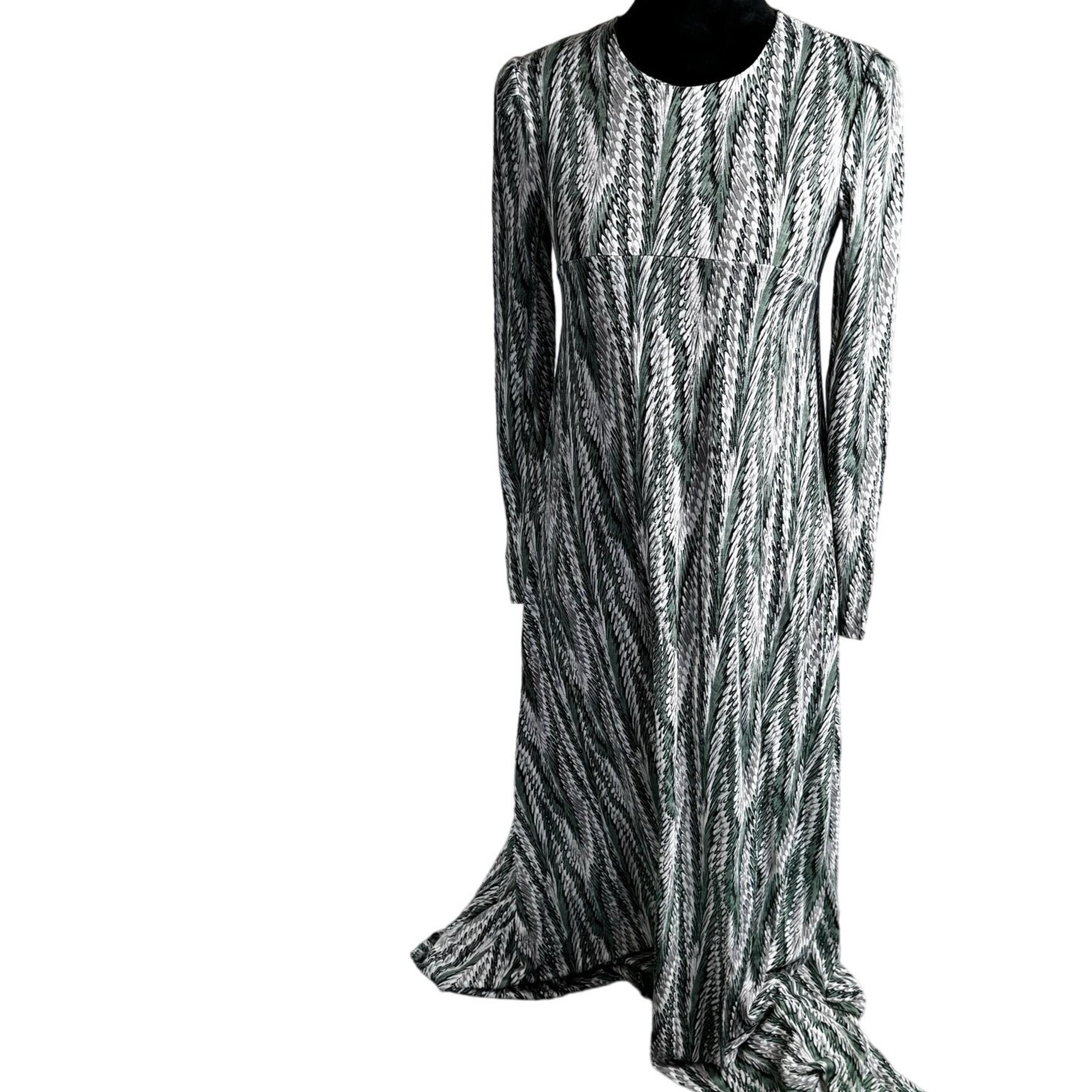 Diane Von Furstenberg Vintage 70s Drip Art Jersey Long Sleeve Maxi Dress
