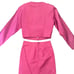 Vintage 80s Yucatan Bay Pink 2 Piece Leather Mini Skirt Jacket Matching Suit Set