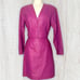 Vintage 80s Yucatan Bay Pink 2 Piece Leather Mini Skirt Jacket Matching Suit Set