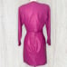 Vintage 80s Yucatan Bay Pink 2 Piece Leather Mini Skirt Jacket Matching Suit Set