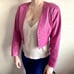 Vintage 80s Yucatan Bay Pink 2 Piece Leather Mini Skirt Jacket Matching Suit Set