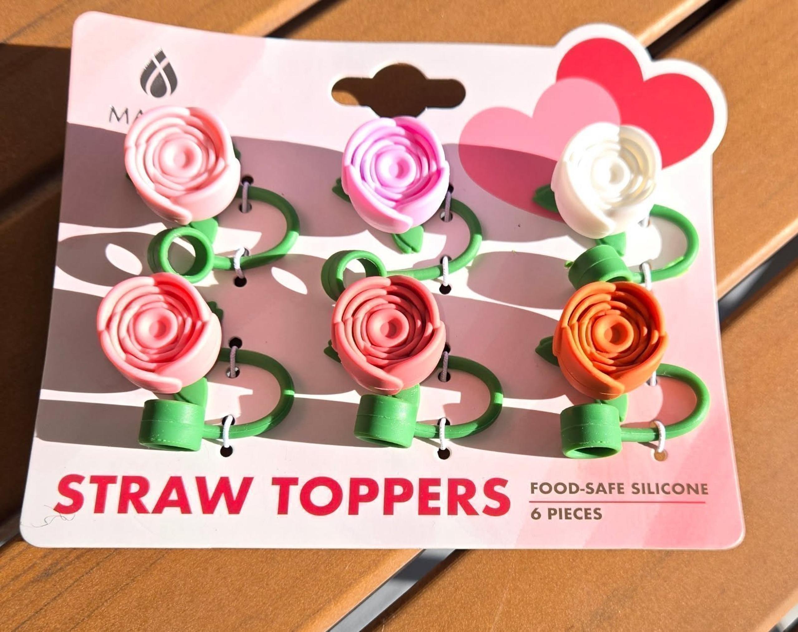 Manna Valentine’s 6 pack Roses Straw Toppers