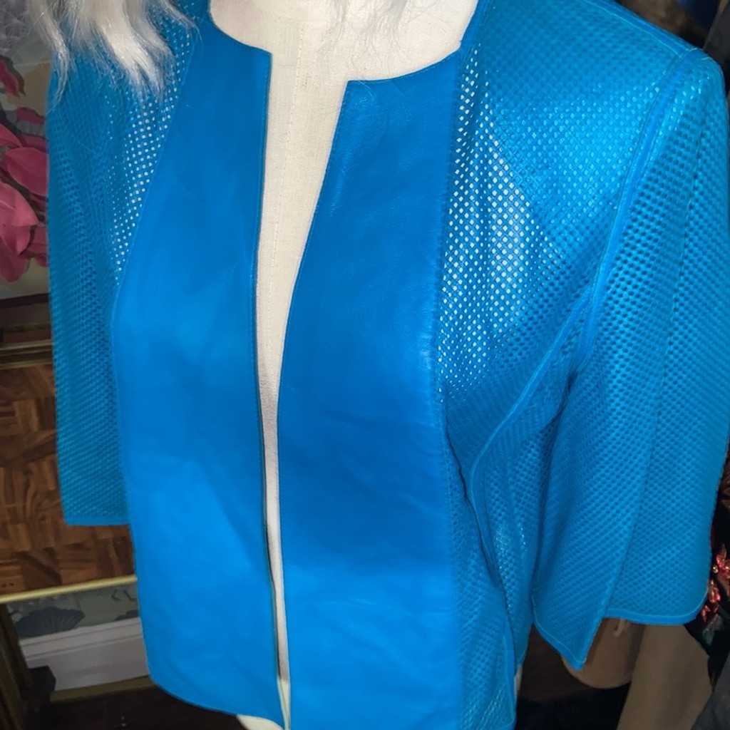 Akris Lamb Nappa Leather mesh cropped jacket RARE!
