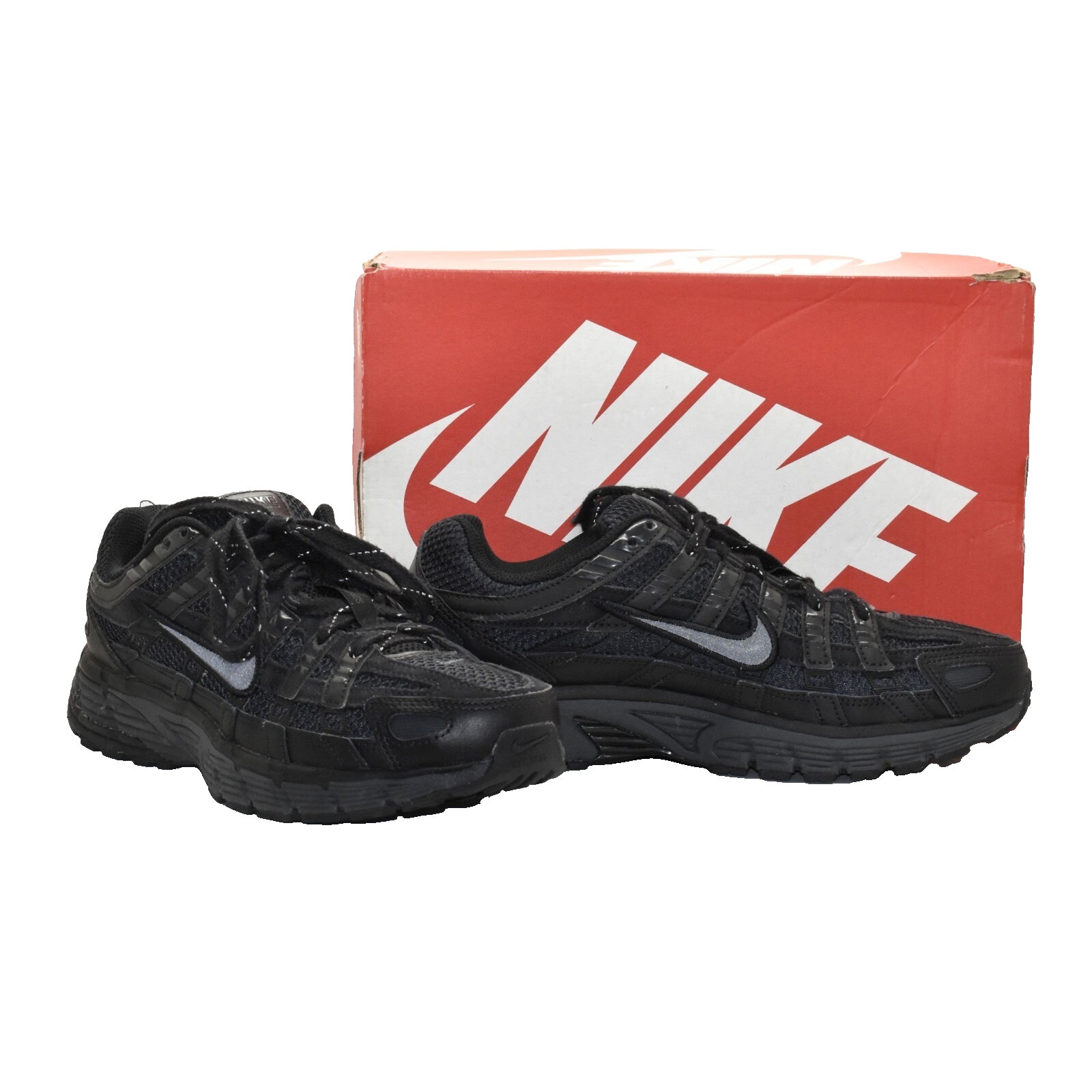 B5 Auth NIKE P-6000 Premium Triple Black Sneaker Shoes FQ8732-010 Size 8