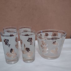 Libbey Vintage Floral Glasses with Gold Foil Roses
