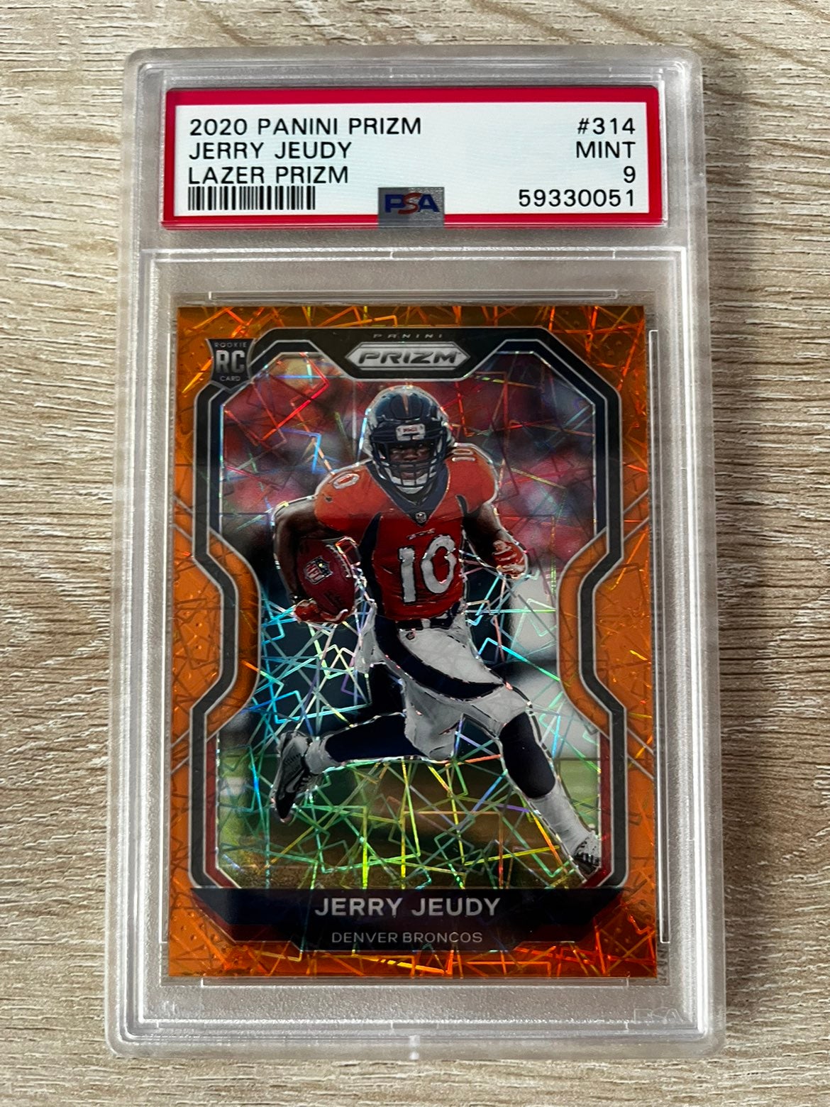 Jerry Jeudy prizm rookie orange lazer PSA 9