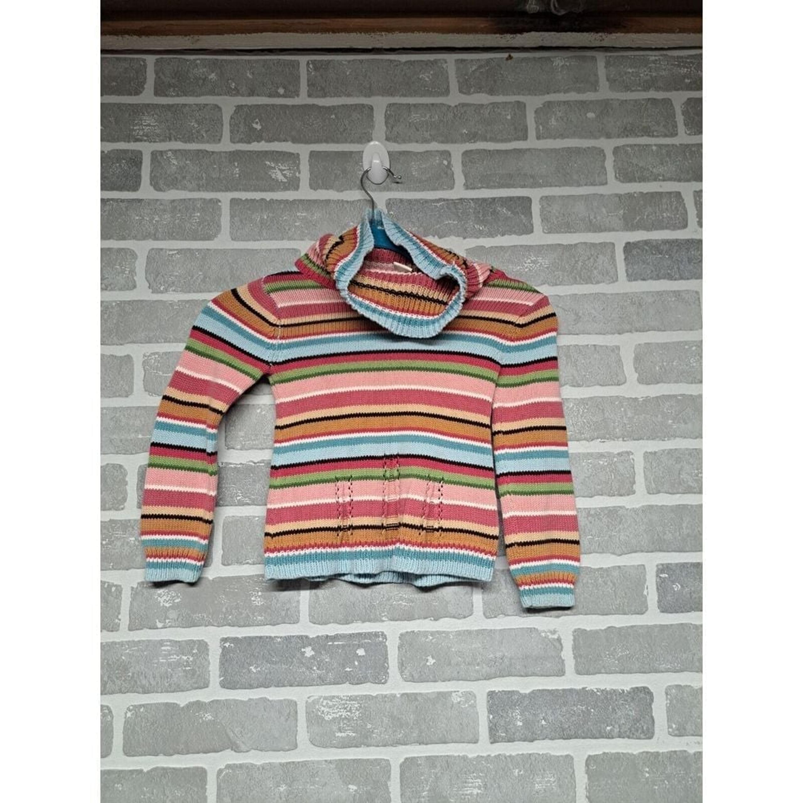 Vintage Baby Gap Girls Toddler Striped Turtle Neck Long Sleeve Sweater Size 4T