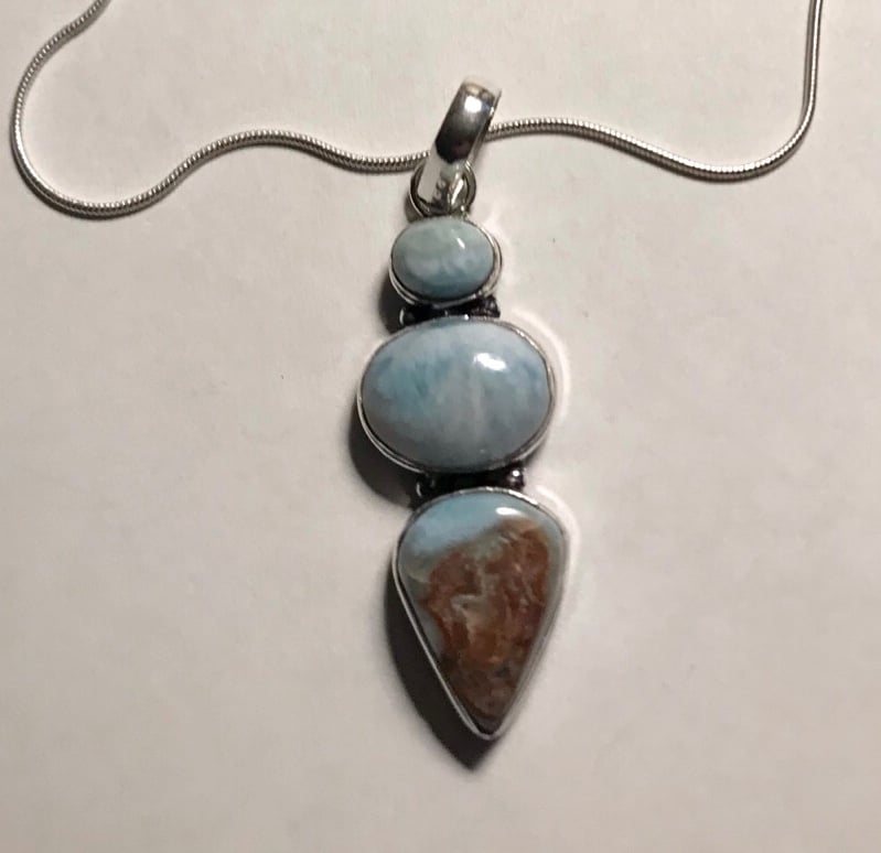 Larimar 925 Sterling Silver Necklace