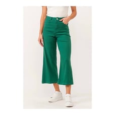 Dear John Womens High-Rise Cropped Wide-Leg Pants Size 27 Green Linen/Rayon