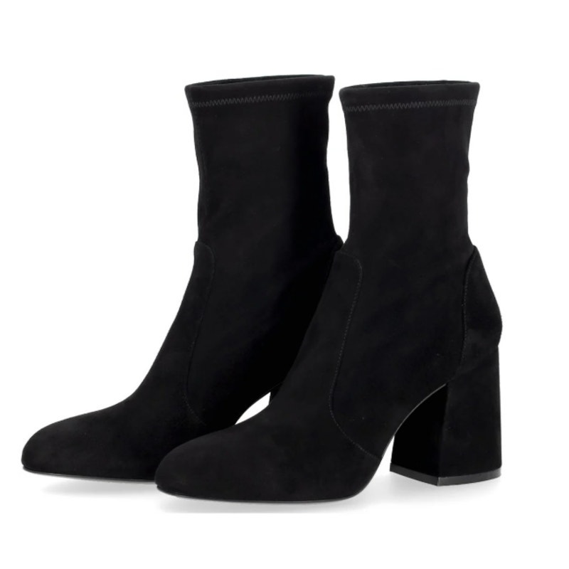 Stuart Weitzman Womens Flareblock 85 Booties Size 11 Black Stretch Suede NIB