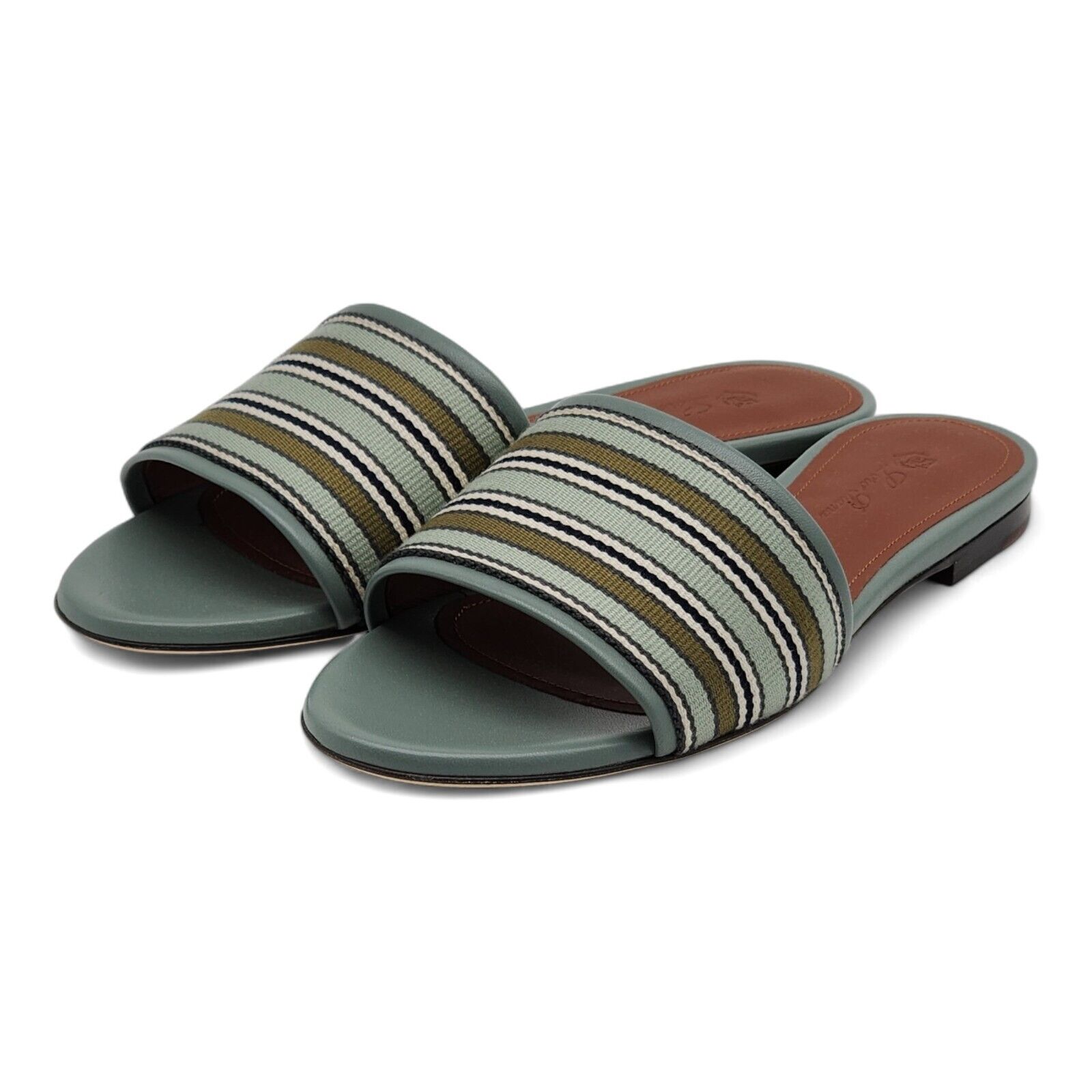 Loro Piana The Suitcase Stripe Sandals - Fabric and Leather - Blue 37.5 7 750