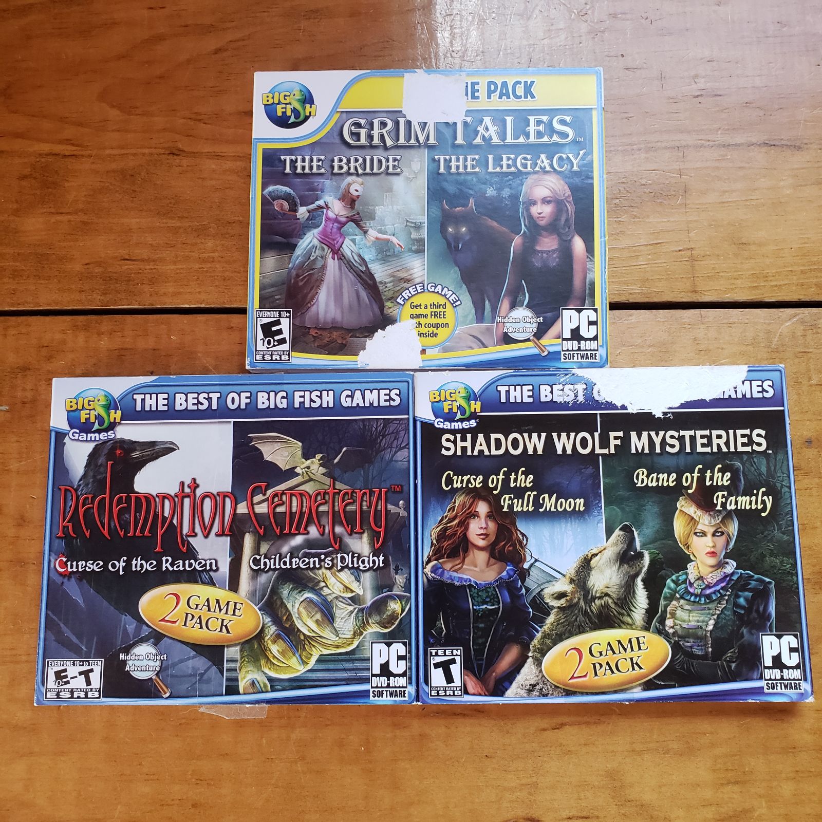 Big Fish Games-Redemption Cemetery, Grim Tales, Shadow Wolf PC Video Games  Incl