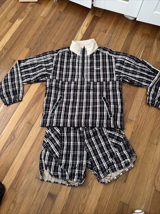 AlphaStyle Men's Anorak Jacket Shorts Plaid Size L