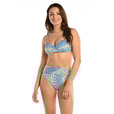 La Blanca Scarf City Over The Shoulder Wrap Top Bikini SET Ice Blue Womens Size