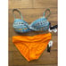 La Blanca Scarf City Over The Shoulder Wrap Top Bikini SET Ice Blue Womens Size