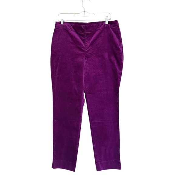 NWOT J.Jill Pants Tall Purple Velveteen Stretch Straight Leg Mid Rise 12