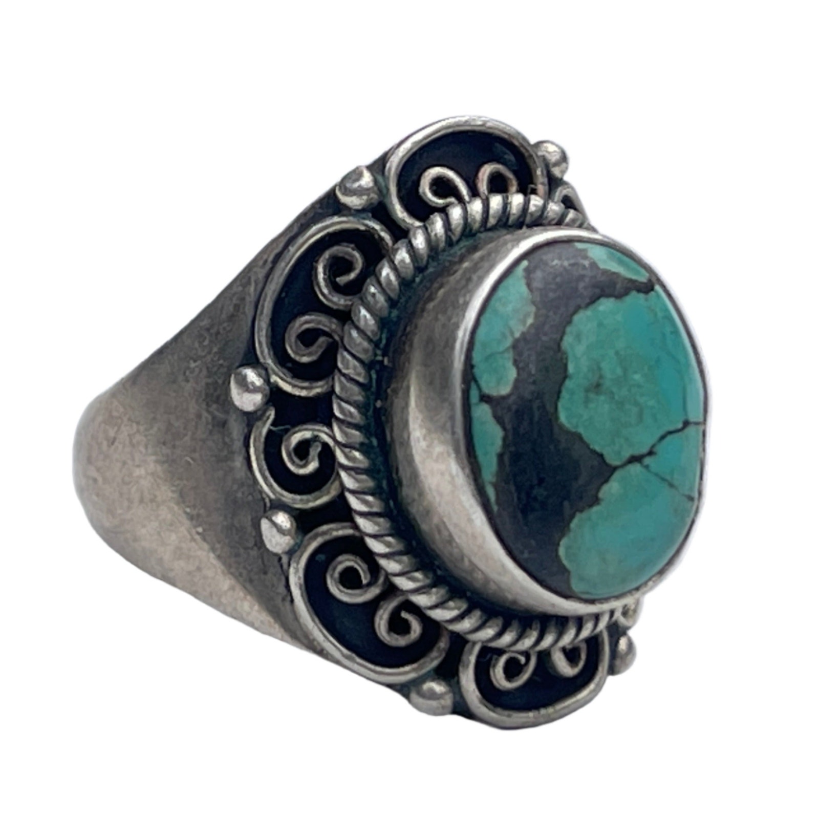 Vintage Turquoise Sterling Silver Ring - Size 6