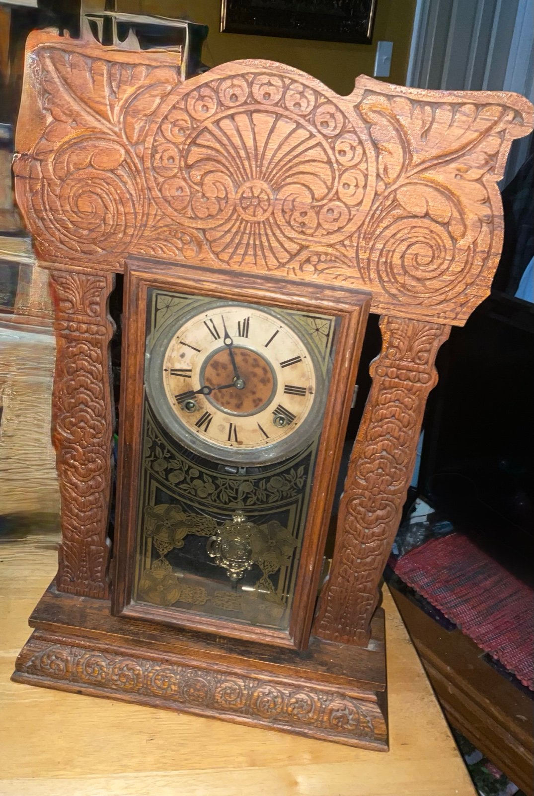 Antique Ingraham Parlor Kitchen Mantle Clock With Chime Works