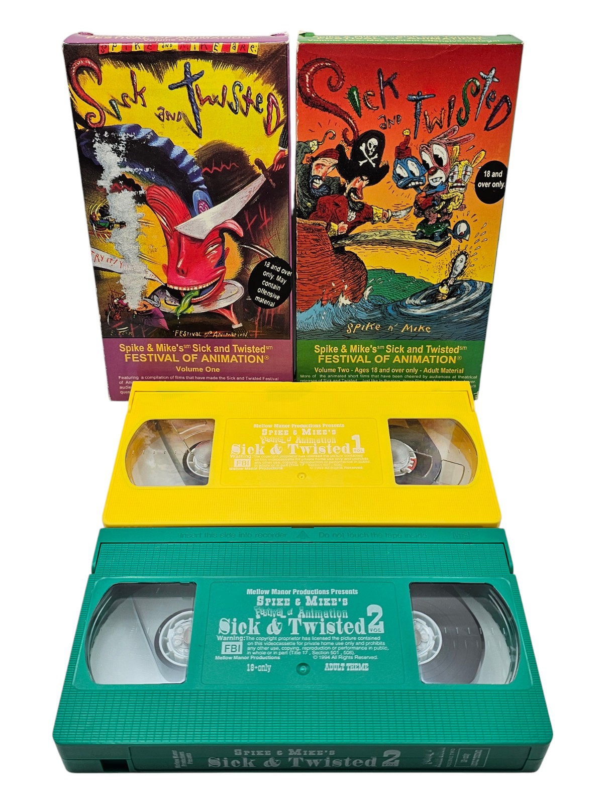 Spike & Mike's Sick and Twisted Festival of Animation Vol. 1 and 2 VHS **RARE**