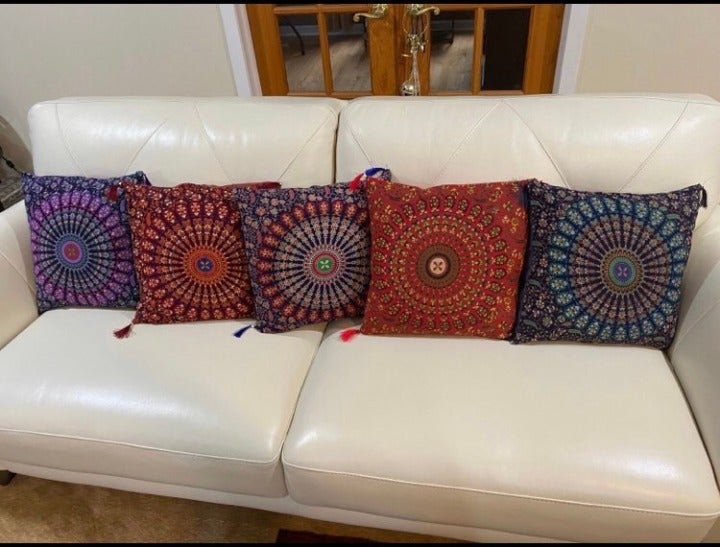 Set of 5 Ethnic Bohemian Decorative Colorful Mandala Cotton Cover 18x18 inches