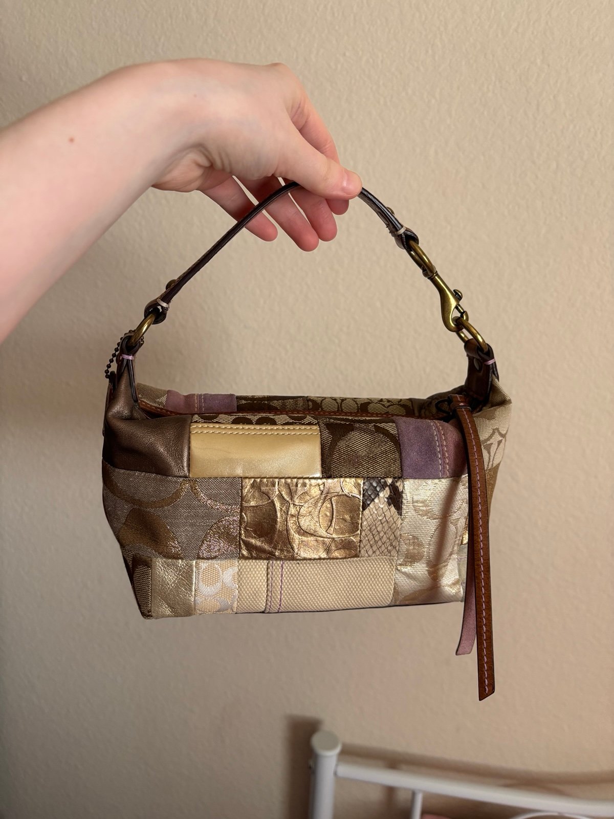 Vintage Coach Patchwork mini canvas shoulder bag