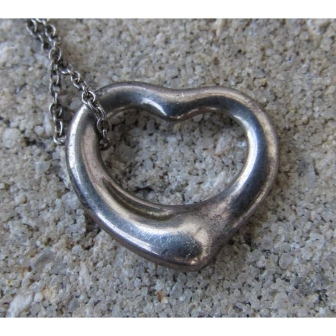 925 Sterling Silver Tiffany and Co Elsa Peretti Open Heart Necklace