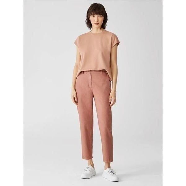 Eileen Fisher Organic Cotton Hemp Tapered Ankle Pant in Clay Easy Fit Women Sz 6