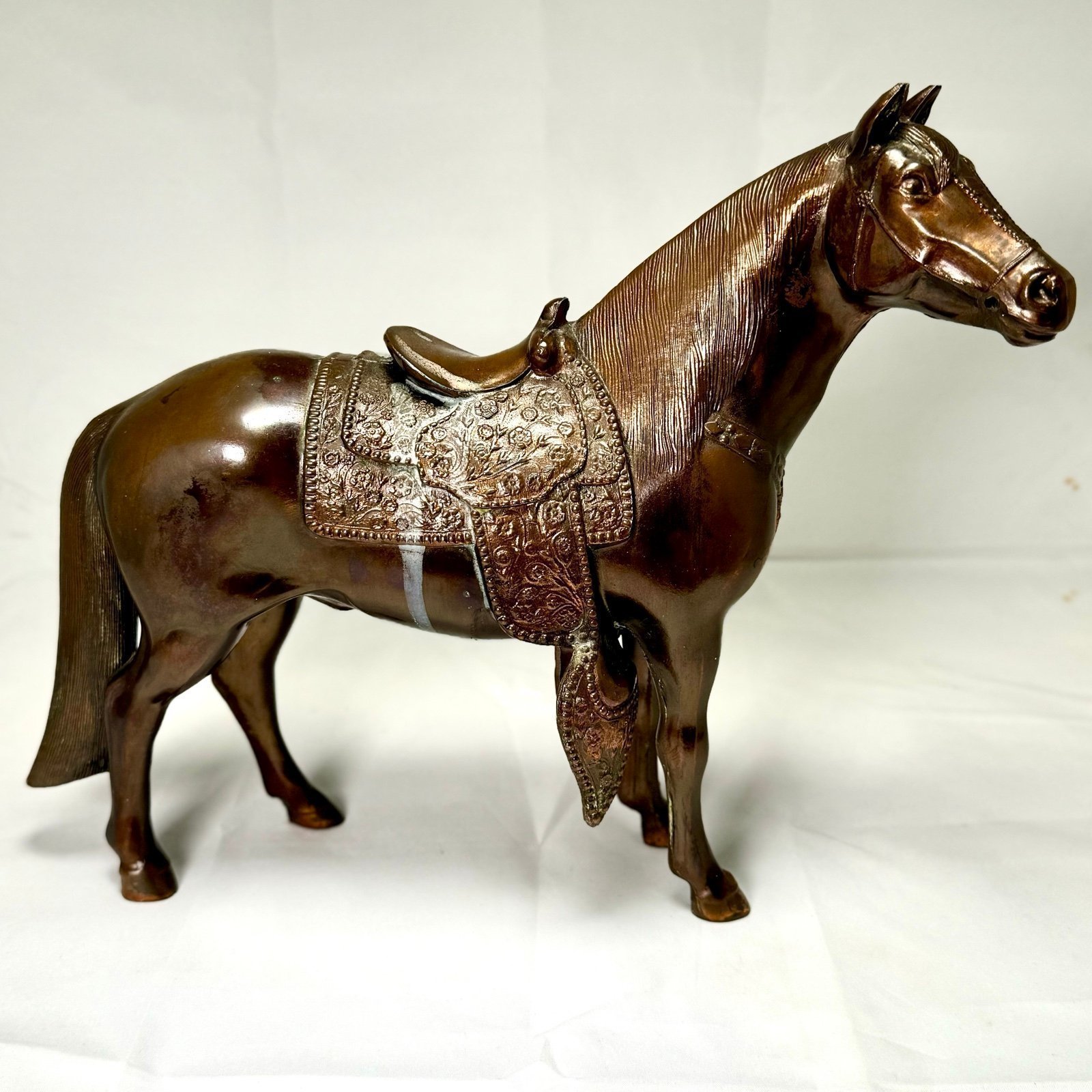 1950 P. Di Napoli Bronze Color Pot Metal Horse Statue Art Sculpture