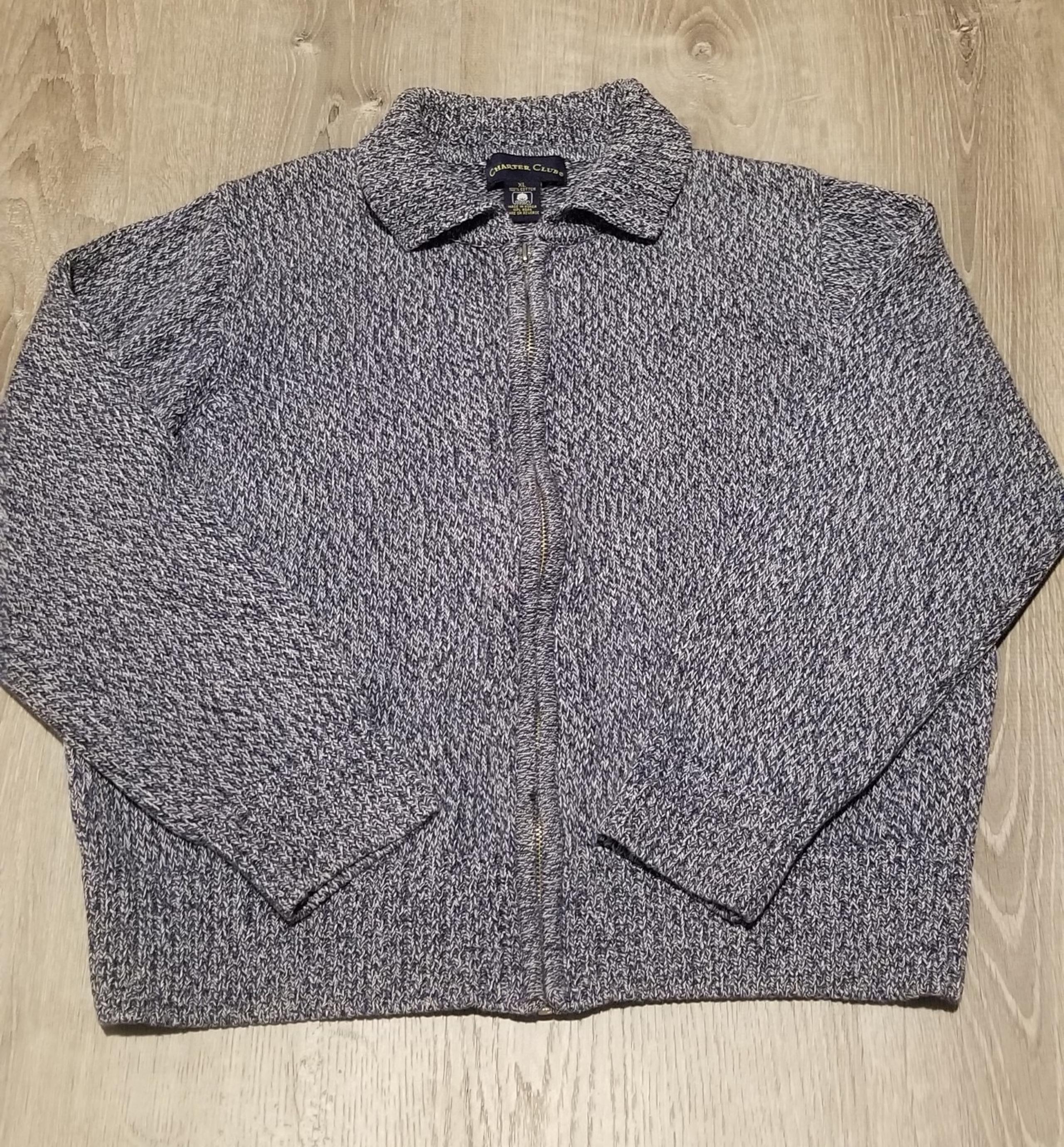 Womens Charter Club Full Zip Up Thick Heavy Sweater Size XL