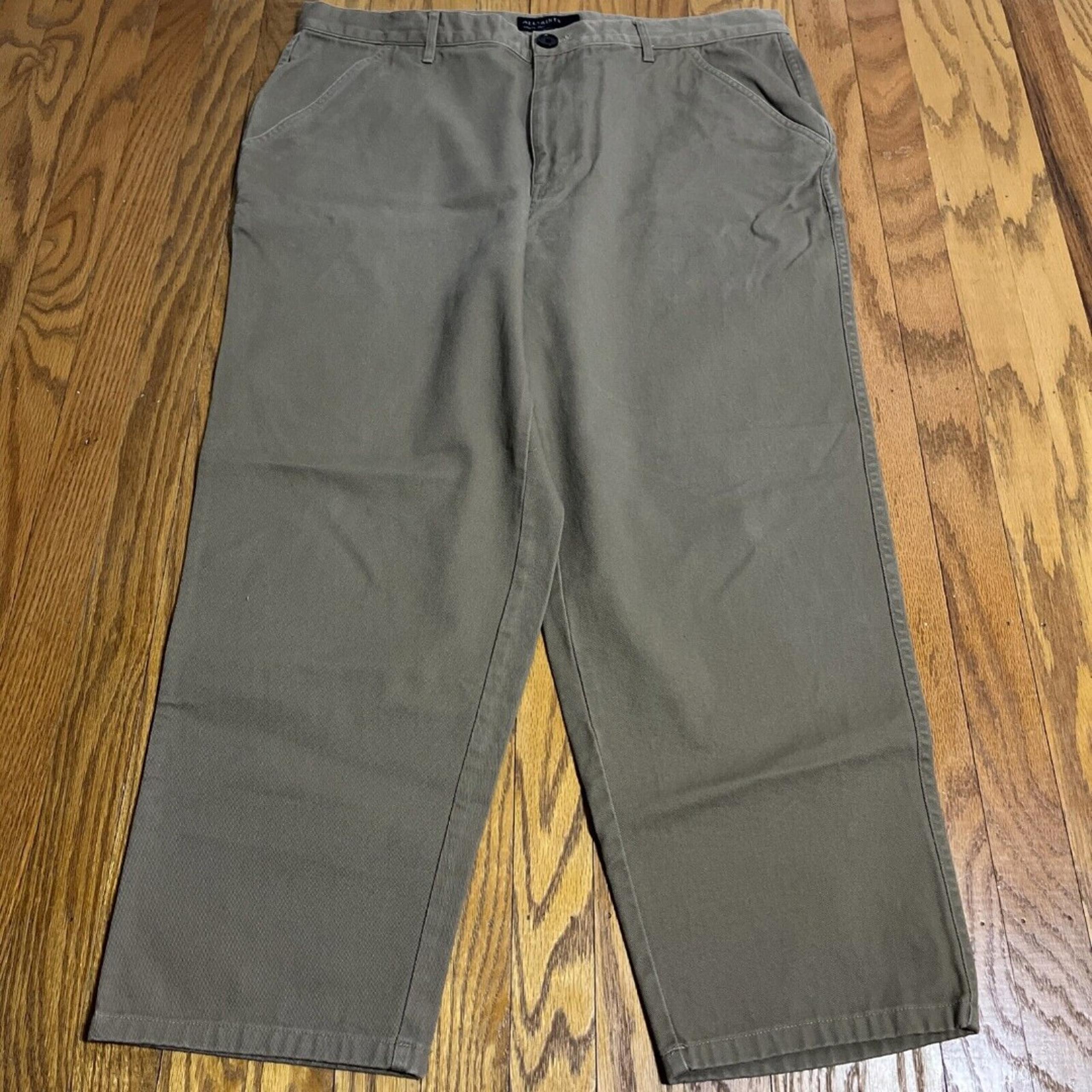 All Saints Mens Chino Jute Trousers Sz 34 Short Length Tapered Leg Khaki